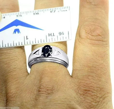 Vista 4 de Rylos Anillos para hombre de diseño clásico de 0.315 x 0.236 in con piedras preciosas ovaladas y diamantes brillantes Anillos de piedra natal