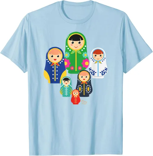 Vista 67 de Matryoshka Russian Nesting Dolls, Rusia - Camiseta de regalo, Azul / Patchwork, S