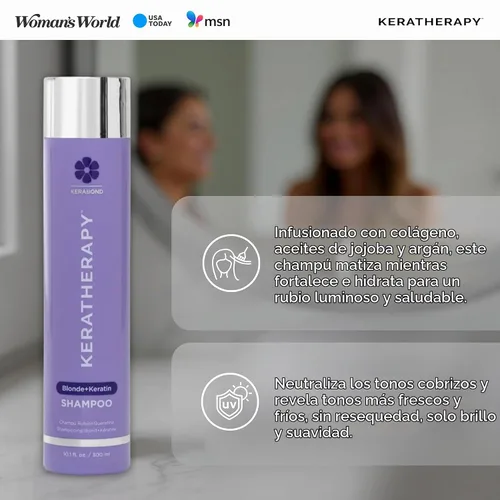 Vista 6 de KERATHERAPY Champú tonificante violeta totalmente rubio con infusión de queratina, 10.1 onzas líquidas, 10.1 fl oz, champú violeta para cabello