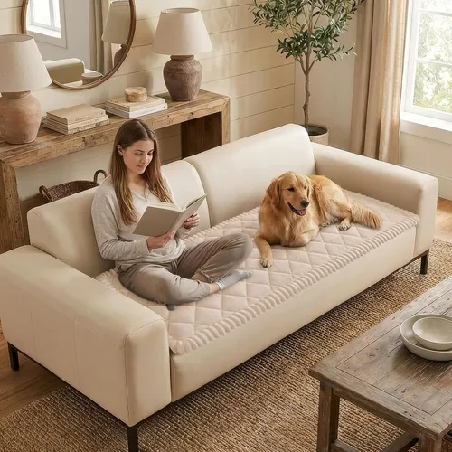 Vista 3 de Smiry Couch Cover for Dogs, Non Slip Washable Pet Sofa Protector for Large Dogs, Cats, Fuzzy Plush Sofa Covers Backrest & Armrest, Against Fur, Dirt