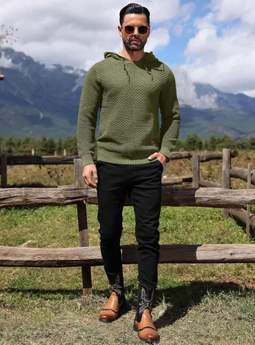 Vista 4 de HYPESTFIT Sudadera con capucha y cordón ajustable para hombre