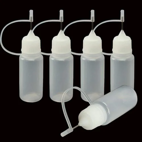 Vista 2 de AKOAK 12 botellas aplicadoras de punta exprimible de plástico, botellas con cuentagotas con tapas de punta de aguja para pegamento, líquido/aceite
