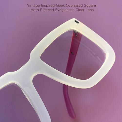 Vista 9 de ENCACC Lentes grandes con borde de bocina cuadrada Nerd lentes transparentes clásicos Geek