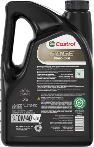 Vista 4 de Castrol Edge Euro 0W-40 A3/B4 Advanced - Aceite de motor sintético completo, 5 cuartos de galón