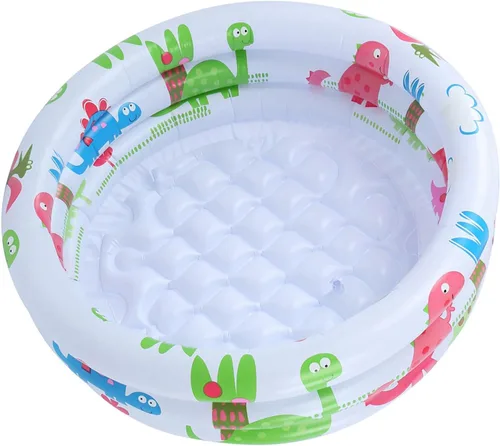 Vista 5 de Piscina infantil inflable redonda blanca de PVC para niños y niños pequeños, fácil de almacenar y transportar, ideal para patio trasero, baño, playa