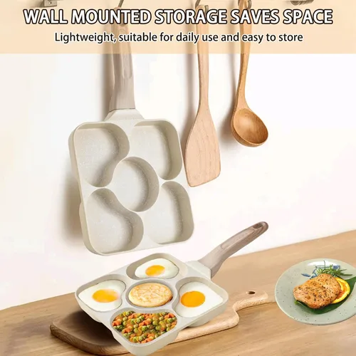 Vista 6 de JUSTUP Sartén antiadherente para tortilla de 5 tazas, sartén saludable de granito de aluminio para panqueques, sartén con mango resistente al calor