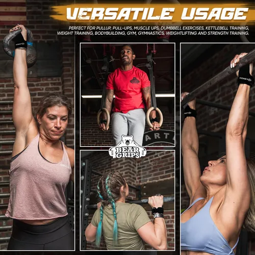 Vista 8 de Bear Grips Empuñaduras de dos agujeros, agarres de tres agujeros, empuñaduras sin agujeros, puños WOD para hombres y mujeres. Agarres de manos