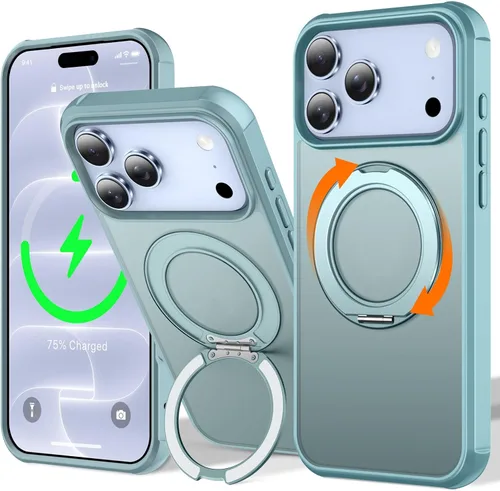 Vista 100 de Funda para iPhone 11 con soporte giratorio de 360°, color negro