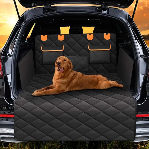Vista 7 de Funda de asiento de automóvil para perro, funda de asiento trasero, compatible con reposabrazos, 100% impermeable y antideslizante, protector
