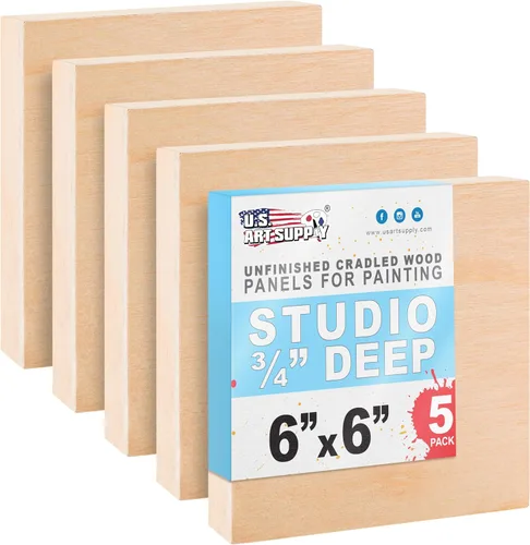 Vista 17 de U.S. Art Supply Paneles redondos de madera de abedul de 6 pulgadas sin terminar para pintura, lienzo de madera, paquete de 4 unidades de 3/4