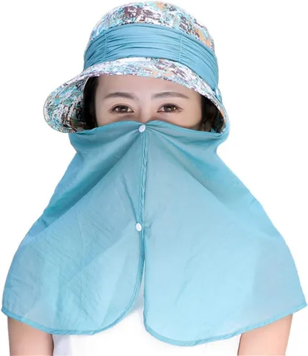 Vista 15 de Sombrero de sol de verano para mujer, de ala ancha, enrollable, con cubierta protectora para el cuello, protección solar UV, para ciclismo al aire