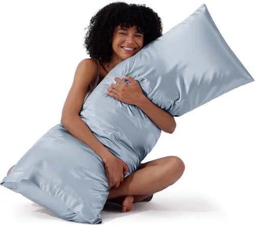 Vista 42 de Bedsure Paquete de 2 fundas de almohada de satén similares a las fundas de almohada de seda tamaño estándar, funda de almohada para mujeres que