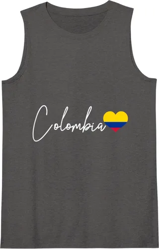 Vista 5 de Camiseta sin mangas con la bandera colombiana del orgullo del corazón de Colombia, Negro