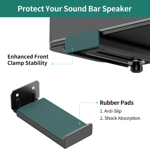 Vista 12 de HomeMount Soporte de pared para barra de sonido, soportes de barra de El metal resistente soporta 33 libras y mantiene tu barra de sonido debajo