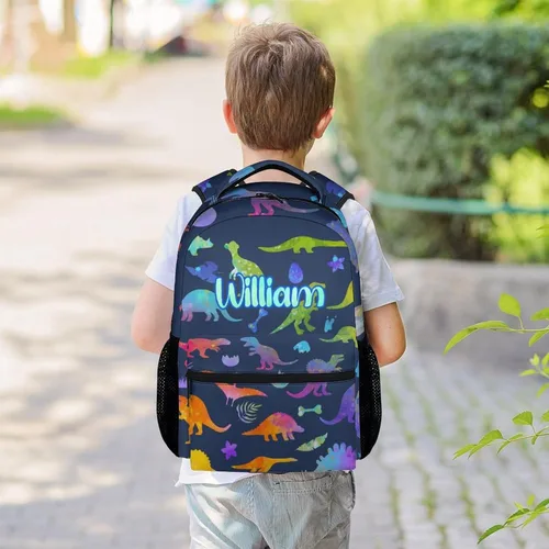 Vista 2 de Mochila escolar para niños y niñas, mochila de dinosaurio de 16 pulgadas para niños y estudiantes, mochilas escolares de gran capacidad para niños
