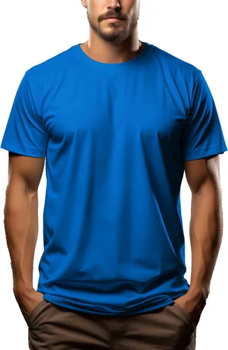Vista 12 de Camiseta de alta calidad para hombre, 7.1 oz/yd² de algodón puro con cuello redondo