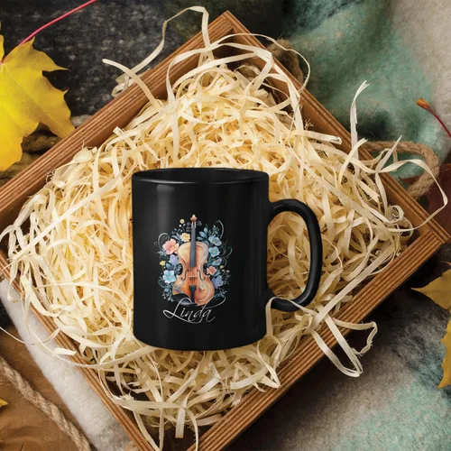 Vista 5 de Taza de instrumentos personalizada 2023, amante del violín, taza de violín personalizada con nombre, regalo para violinista, taza de violín