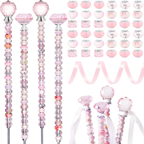 Vista 12 de 300 piezas de estacas de jardín DIY Kit de varitas de hadas de jardín, coloridas con agujero grande, perla de cristal de diamante, tapón superior