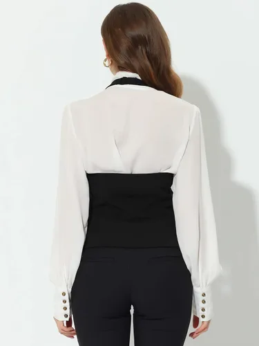 Vista 4 de Allegra K Chaleco de mujer con cuello halter vintage sin mangas con botones elegante chaleco M