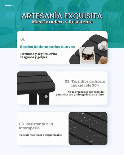 Vista 6 de SERWALL Mesa auxiliar Double Adirondack, Mesa auxiliar de forma rectangular, Negra