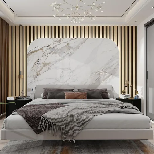 Vista 5 de Paneles de pared de chapa de madera acústica 3D para paneles de pared interior y techos, tablero de fieltro absorbente de sonido, paneles Roble