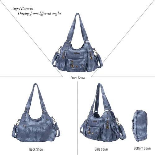 Vista 3 de Angel Barcelo Bolsos de cuero sintético para mujer, bolso de hombro, a la moda, bolsas para niñas