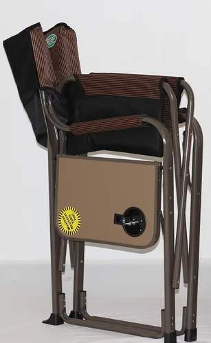 Vista 2 de EEZ RV Products Silla de director plegable de respaldo alto resistente con mesa auxiliar y bolsa de almacenamiento - (marrón)