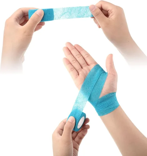 Vista 5 de BBTO Paquete de 12 vendajes autoadhesivos de 1 pulgada x 5 yardas, envoltura elástica transpirable autoadhesiva para deportes, dedos, muñeca