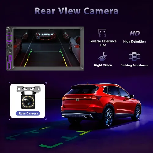 Vista 4 de Pantalla de radio estéreo inalámbrica de doble DIN para receptores de audio de automóvil, Bluetooth Car Play Android Auto Touchscreen, Mirror Link