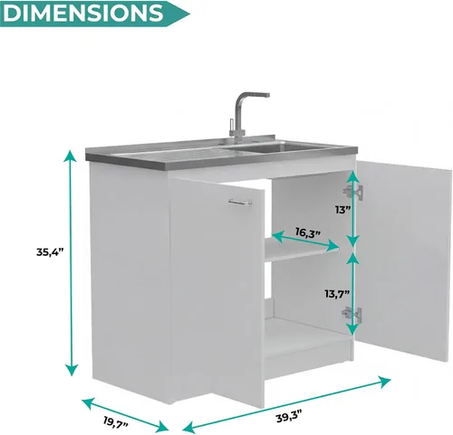 Vista 7 de Tuhome Furniture Belmont - Juego de cocina (2 piezas), color blanco
