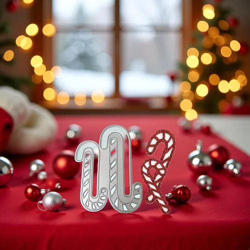 Vista 3 de Troqueles de corte de metal de Navidad, troqueles de bastón de caramelo, plantillas de grabado en relieve para álbumes de recortes, álbum