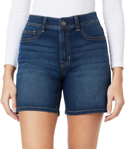 Vista 12 de Angels Forever Young Pantalones cortos de mezclilla 360 Sculpt de 5 y 7 pulgadas de entrepierna a medio muslo para mujer, tallas 6-16 5" Manhattan
