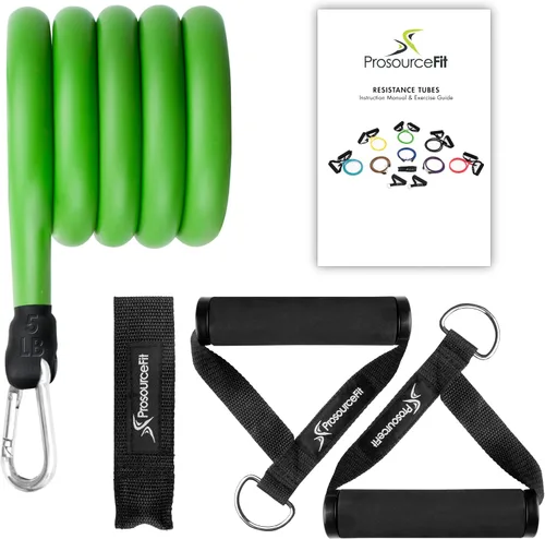 Vista 8 de ProsourceFit Single Stackable Resistance Bands with Door Anchor and Exercise Guide, 8-12 LB, Heavy Duty Fitness Tube for Full-Body Exercises and