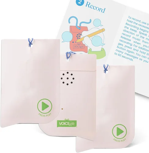 Vista 10 de VoiceGift Etiqueta: 1 paquete de etiqueta de felicitación de audio con grabadora de voz, tarjeta de regalo grabable con múltiples mensajes