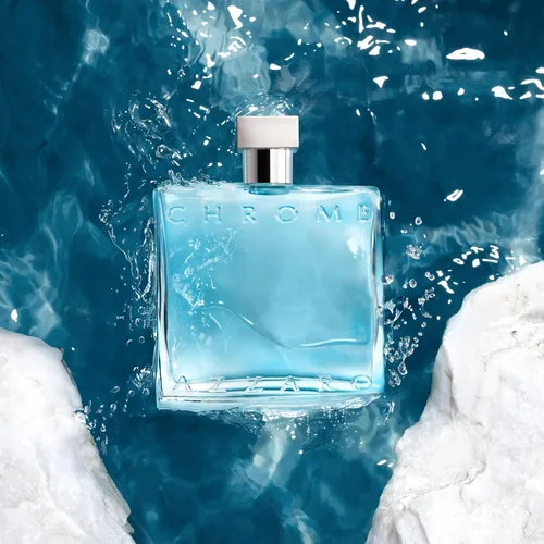 Vista 4 de Azzaro Eau de Toilette cromado, colonia acuática fresca para hombre, fragancia cítrica, amaderada y almizclada, notas frescas de bergamota, uso