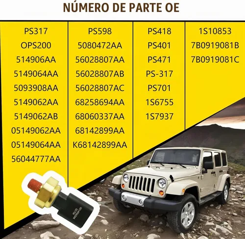 Vista 5 de 5149064AA Interruptor del sensor de presión de aceite del motor Reemplazar 56028807AA 56028807AB 5149062AA Compatible con Chrysler Dodger RAM y Jp