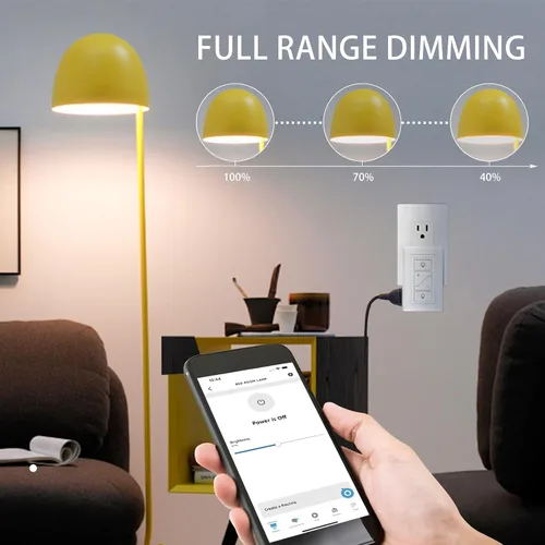 Vista 3 de Regulador de intensidad enchufable, enchufe inalámbrico con control remoto, interruptor de luz digital para lámpara compatible con Alexa, para luces