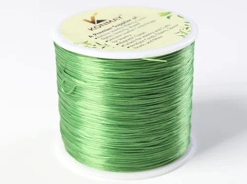 Vista 2 de KONMAY Cuerda elástica de elastano verde militar de 0.024 in, cordón elástico suave para abalorios, 450 yardas para pulseras, collares y fabricación