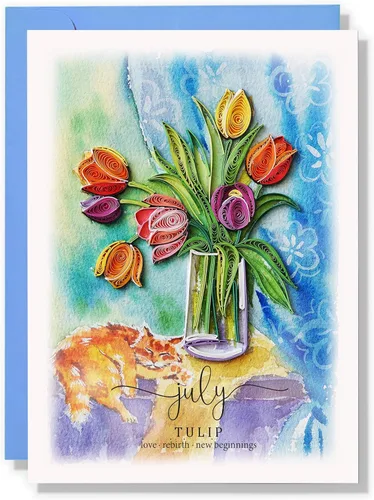 Vista 11 de Tarjeta de margarita de cumpleaños de abril, 5 x 7 pulgadas, patrón floral, tarjeta con sobre