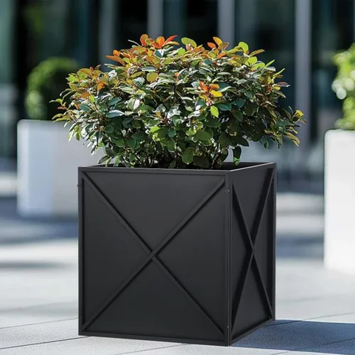 Vista 4 de BAYN Macetero Cuadrado de Metal Maceteros Altos para Plantas de Exterior Moderno Resistente con Agujeros de Drenaje para Exterior Interior Patio