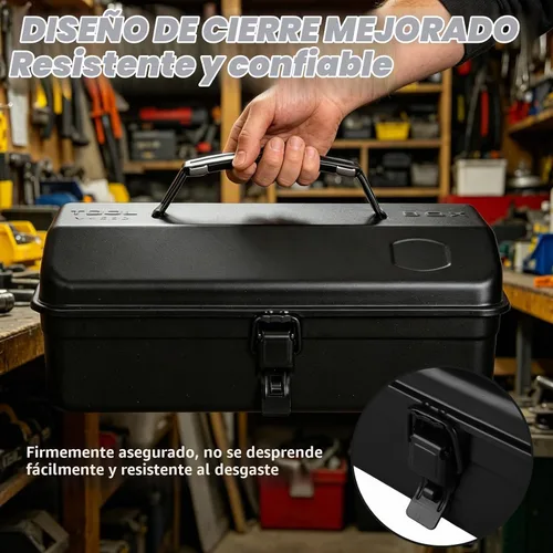Vista 5 de JMIATRY 12Inch Black Small Tool Box Metal Mini Tool Box with Locking Latch