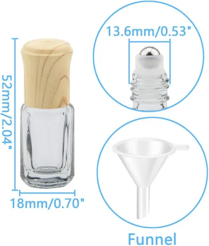 Vista 3 de 10 botellas de vidrio negro de 0.1 fl oz para aceites esenciales, mini rollo en frascos, cosméticos, contenedores de muestras de perfume, incluye