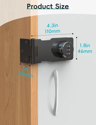 Vista 3 de Cerradura de cerradura de contraseña de gabinete, cerradura de combinación sin llave para puertas pequeñas, granero, baño, al aire libre, garaje