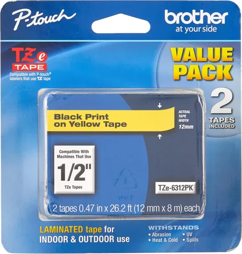 Vista 54 de Cinta laminada Brother Negro sobre Transparente, 6 mm (Tze111)