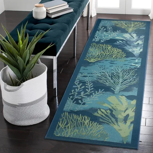 Vista 36 de Liora Manne Marina - Alfombra de área duradera de mezcla sintética tejida a máquina para interiores/exteriores - Gráfico contemporáneo océano global