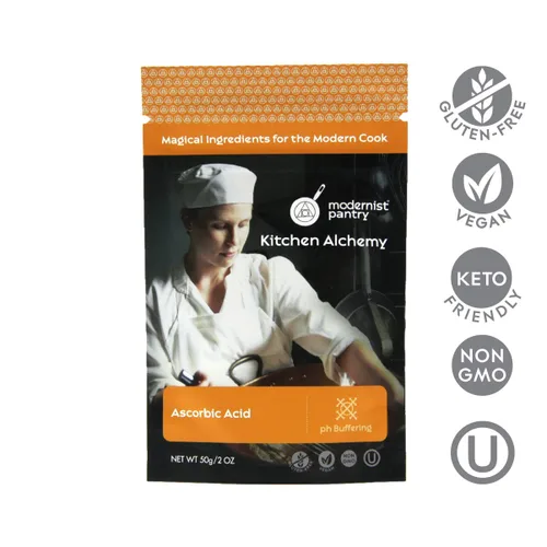 Vista 2 de Ácido ascórbico puro, sin OMG, vegano, sin gluten, certificado OU Kosher, 50 g/2 oz