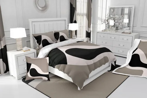 Vista 5 de Erosebridal Funda de edredón a rayas color negro y beige, funda de edredón bohemia moderna geométrica abstracta para mujeres, hombres y adultos