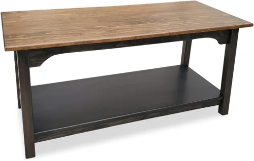 Vista 4 de Peaceful Classics Mesa auxiliar amish de madera rústica, muebles amish, estantes de 2 niveles, mesas de centro de granja hechas de madera real