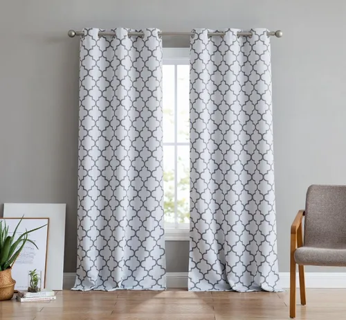 Vista 19 de HLC.ME Paneles de cortinas opacas con estampado de flechas para oscurecer la habitación, con ojales, para habitación de niños, juego de 2