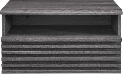 Vista 5 de Modway Render Mid-Century - Mesita de noche moderna para montaje en pared, color carbón